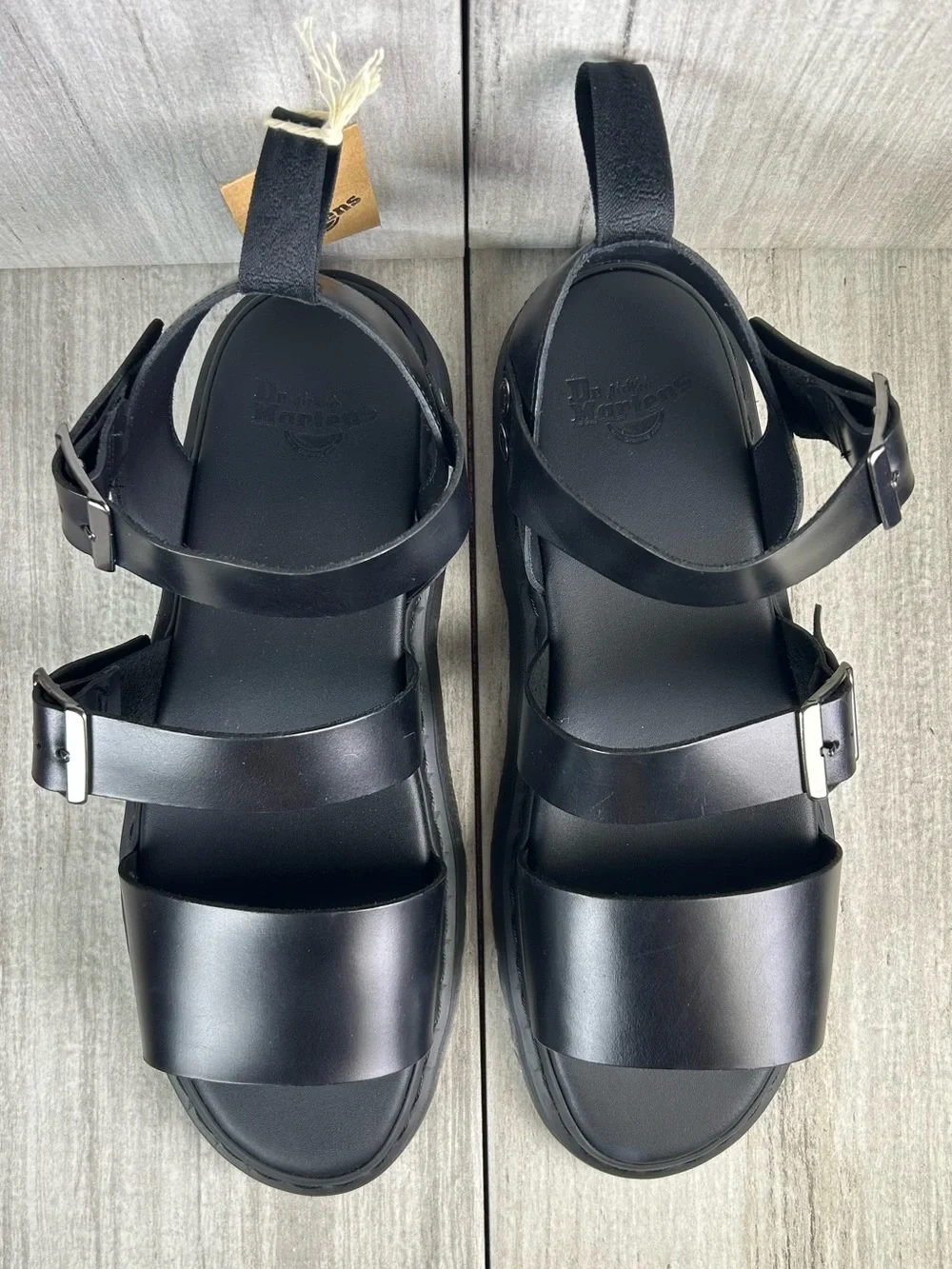 NEW Dr. Martens Docs Gryphon Black Leather Buckle Strap Sandal Shoe Mens Size 14